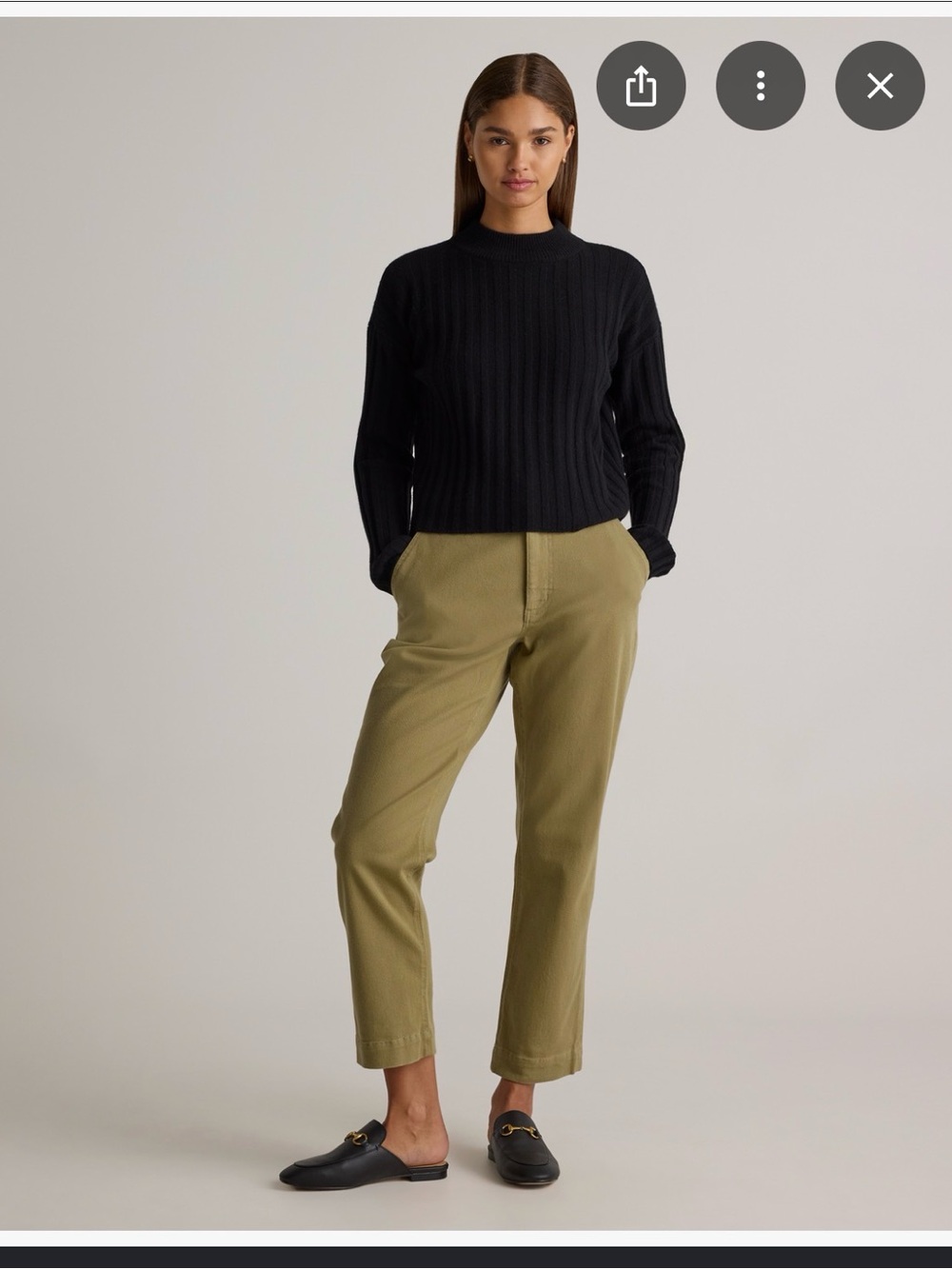 Quince Organic Stretch cotton twill straight leg cropped Pants women’s Sz 12 - Picture 11 of 12